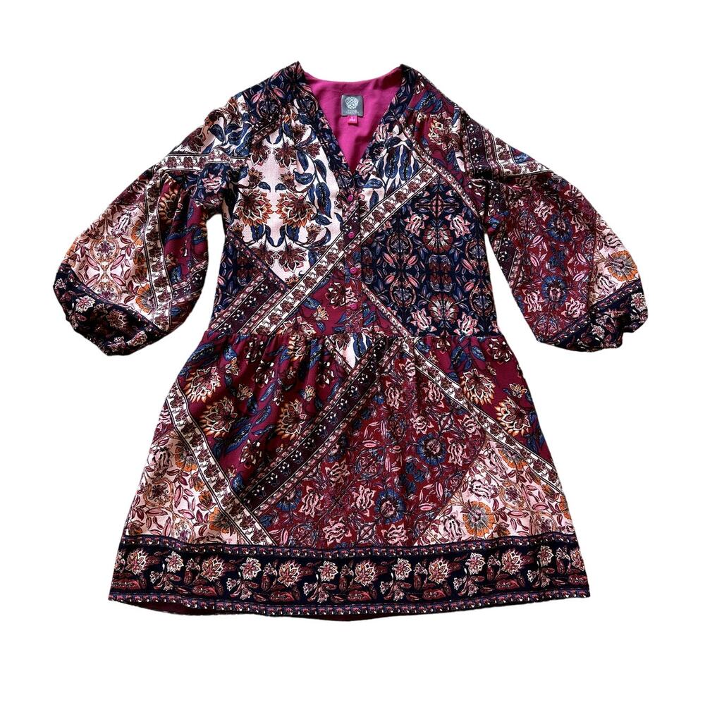 VINCE CAMUTO V-Neck Paisley Dress Size 6 Boho Whimsygoth Feminine Boho Classic